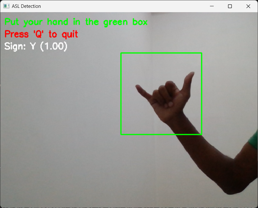 ASL 'Y' detection